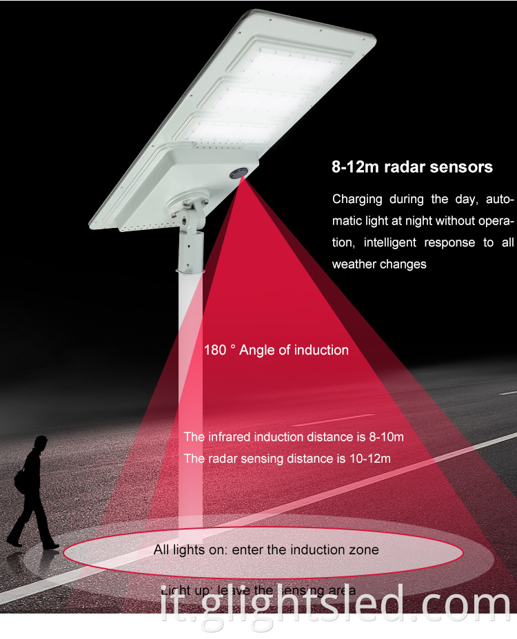 Nuovo design Impermeabile IP65 40W 60W 60W 120W 180W integrato tutto in un lampione di strada solare a LED